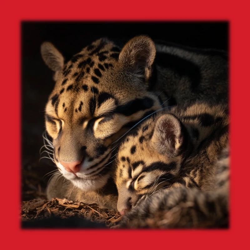Clouded leopard with cub Loving wildcats