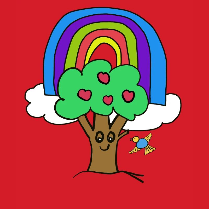 Baum Regenbogen Kind Vogel Märchen
