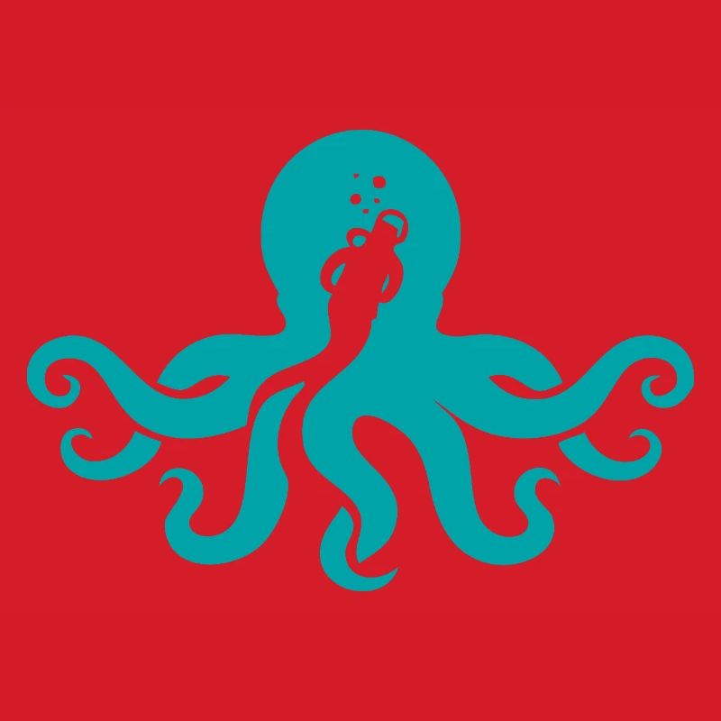Turquoise Octopus Silhouette