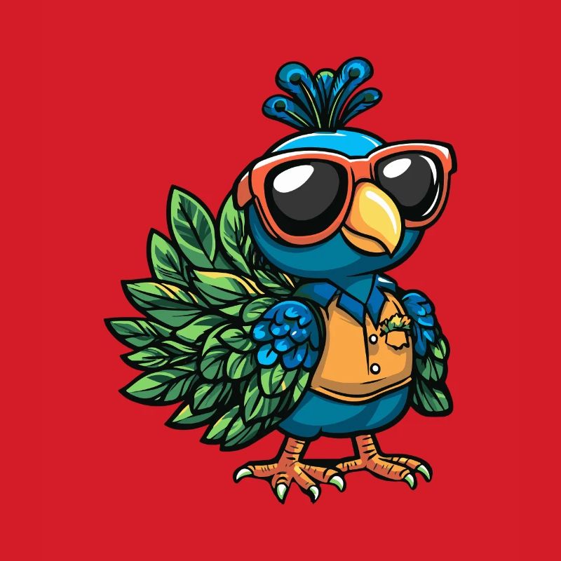 Pfau Vogel Comic Urlaub