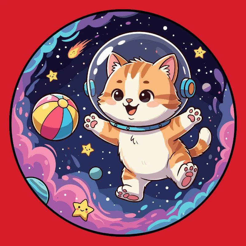 Astronaute chat dans l’espace coloré