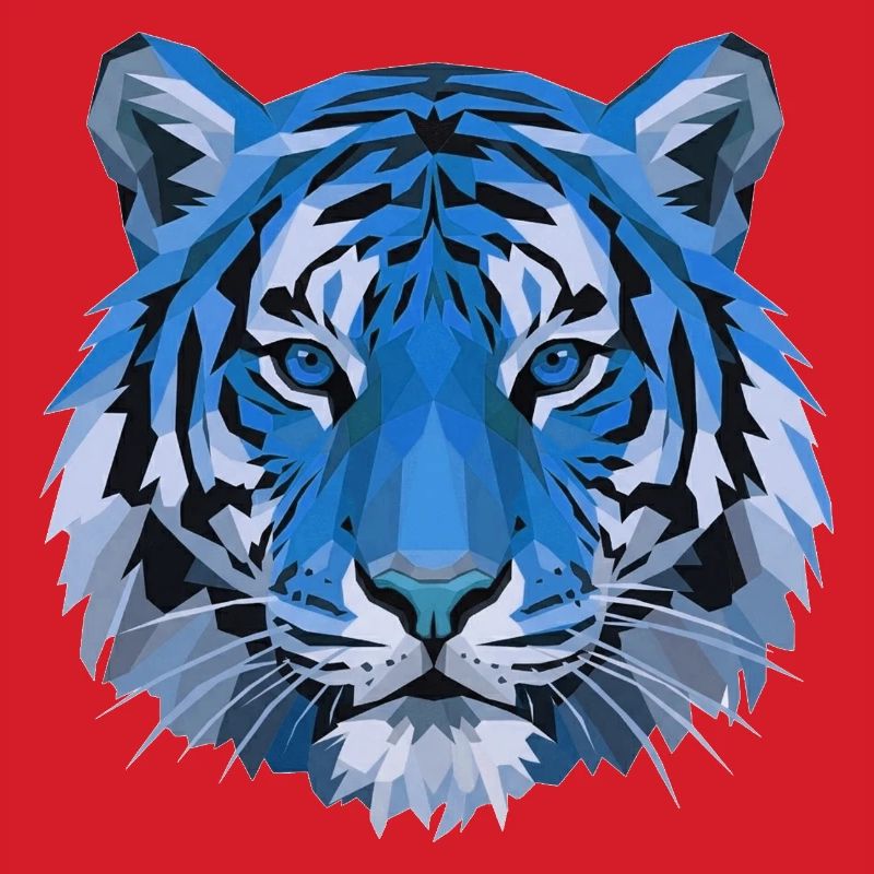 Blauer Polygon-Tiger Kopf