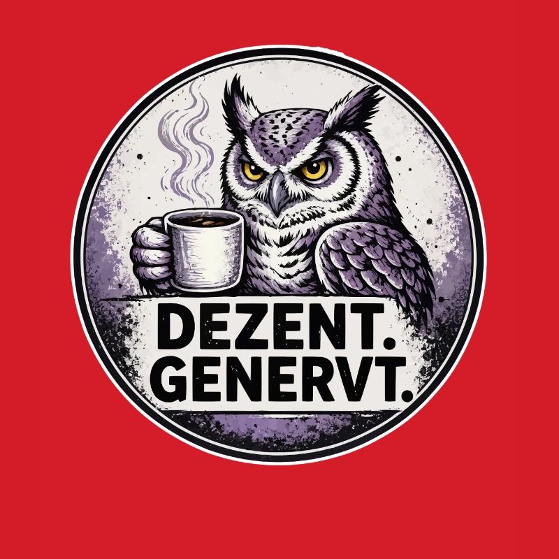 Dezent Genervt Eule mit Kaffee