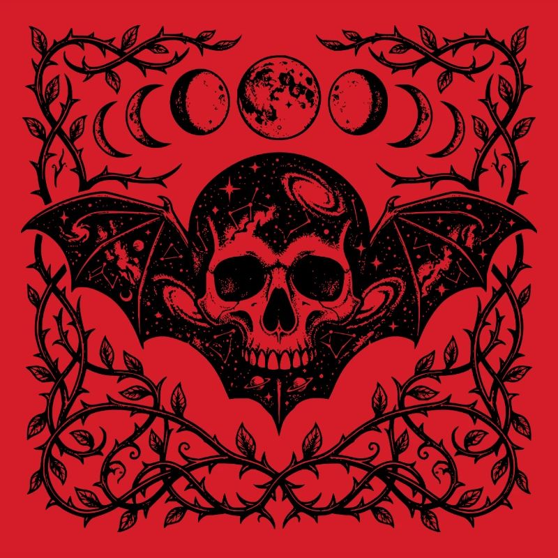 Celestial Skull Gothic Bat Wings Design
