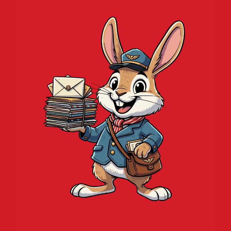 Hase als Postbote mit Briefstapel