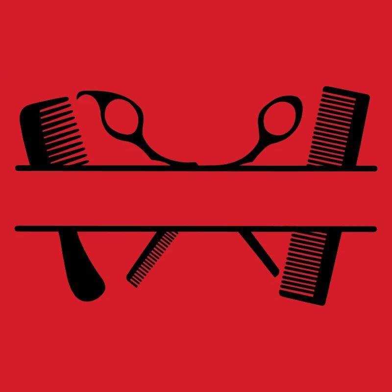 Two combs and scissors text banner