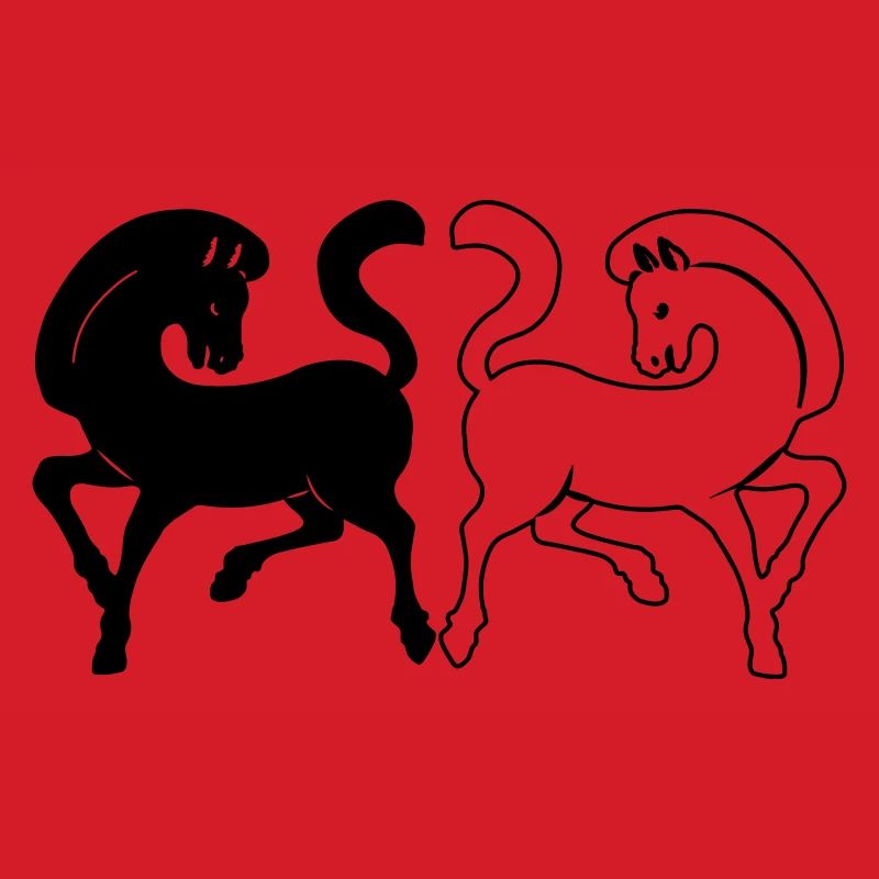 Zwei Pferde schwarz und weiß oder transparent