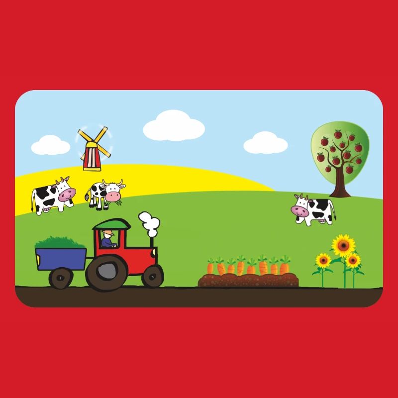 Farm Tractor - Cows Fields Windmill