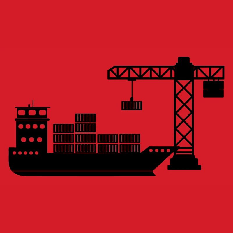 Seecontainerboot mit Kranentladung