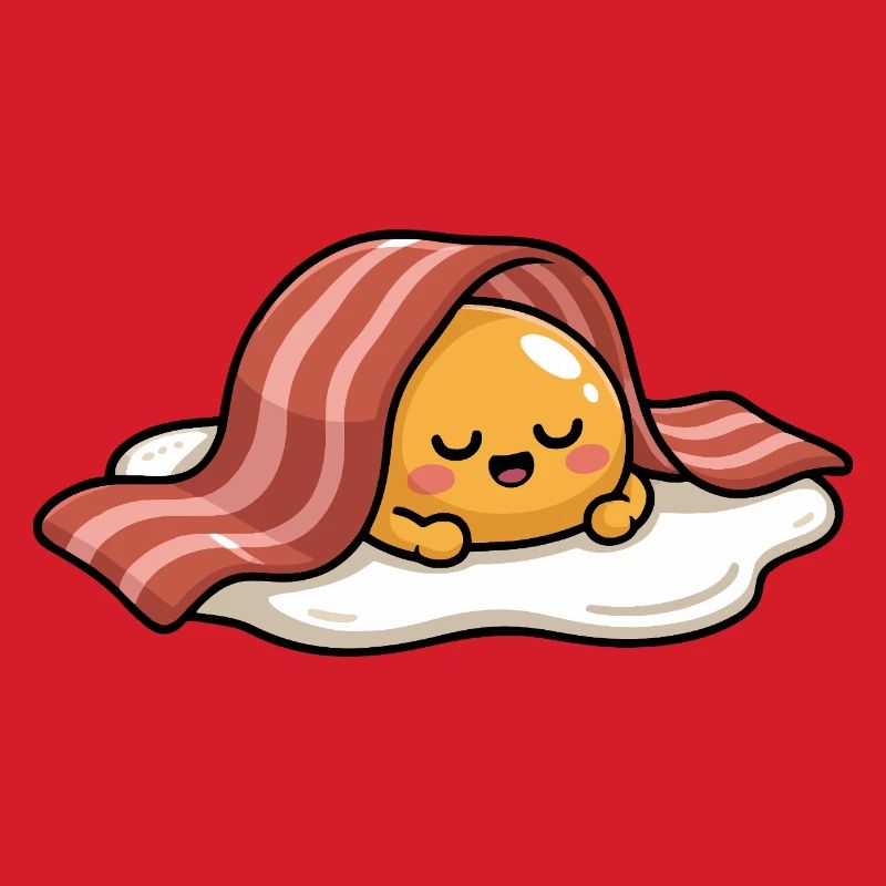 Sleeping Egg with Bacon Cartoon