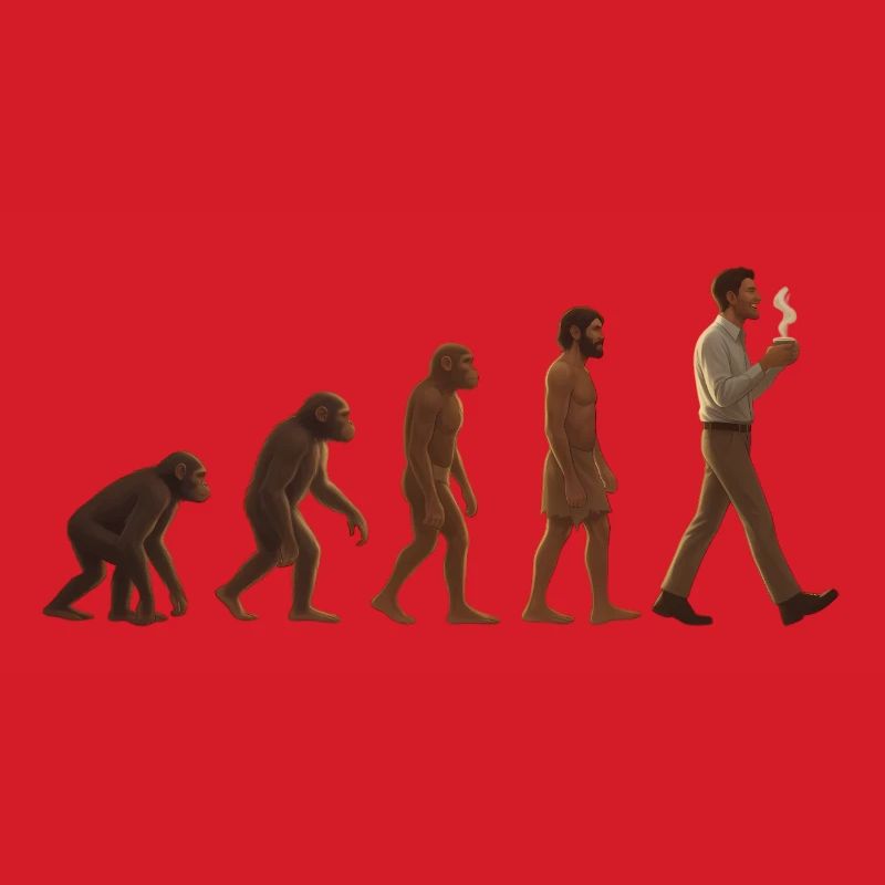 Evolutionsreise: Von Affe zu kaffeetrinkenden Mann
