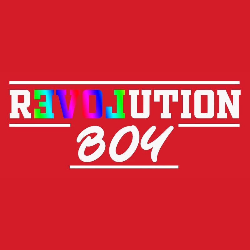 Revolution Boy Rainbow Pride Text Graphic