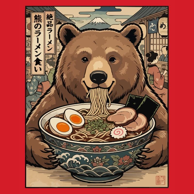 Bear Ramen Feast Ukiyo-e