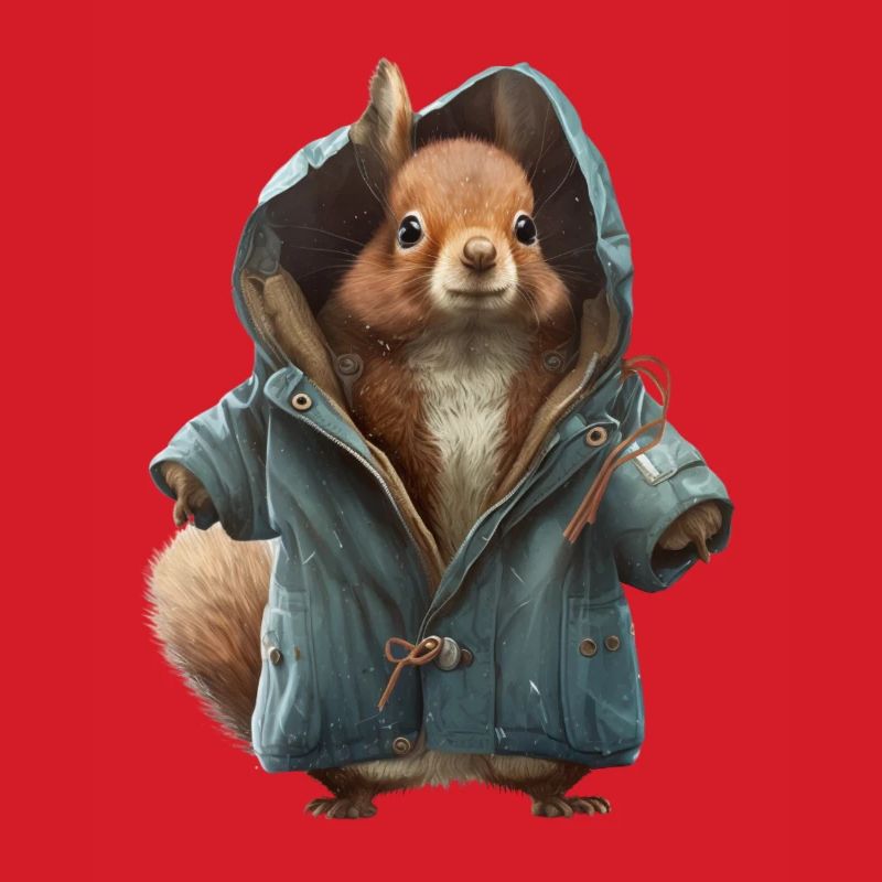 Design mit einem Eichhörnchen was eine Jacke trägt