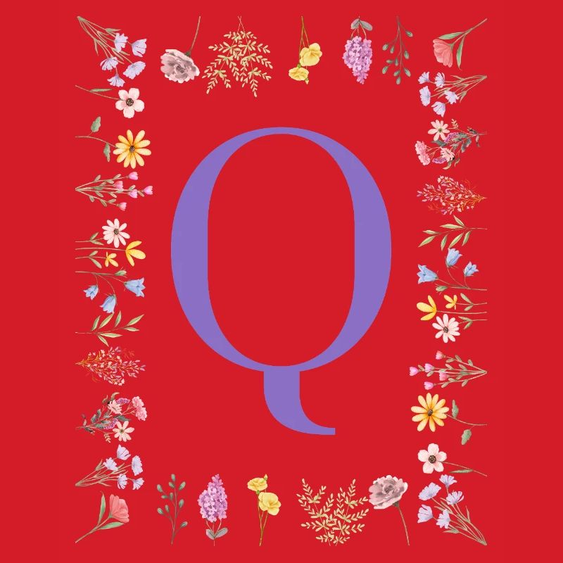 Monogram "Q", floral initials