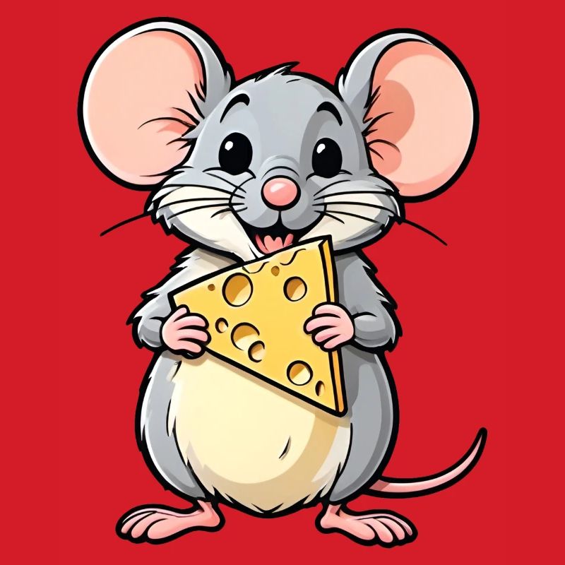Souris de dessin animé effrontée avec du fromage