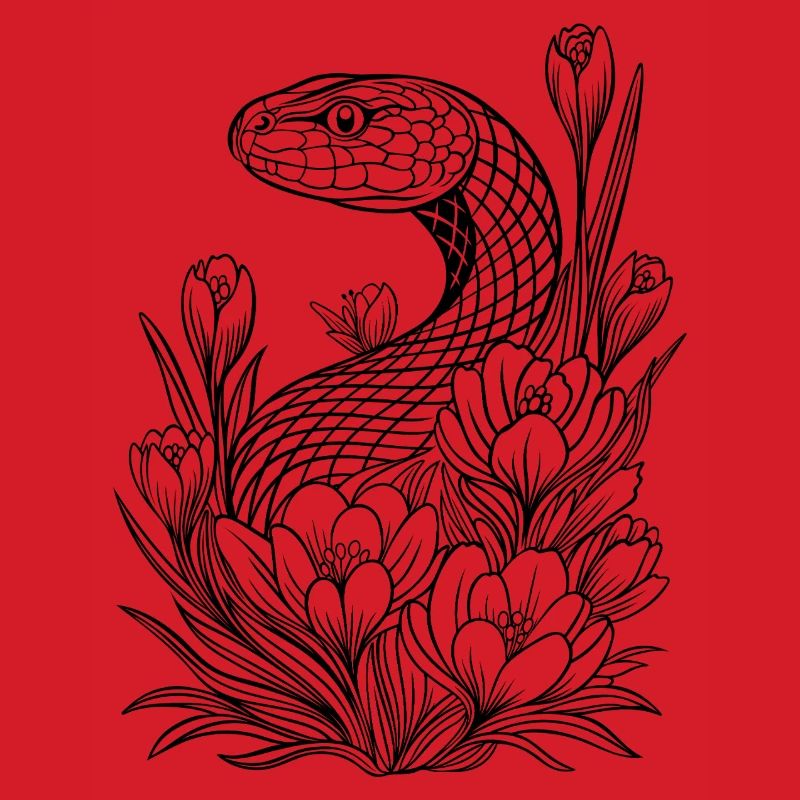 Serpiente con azafranes para colorear