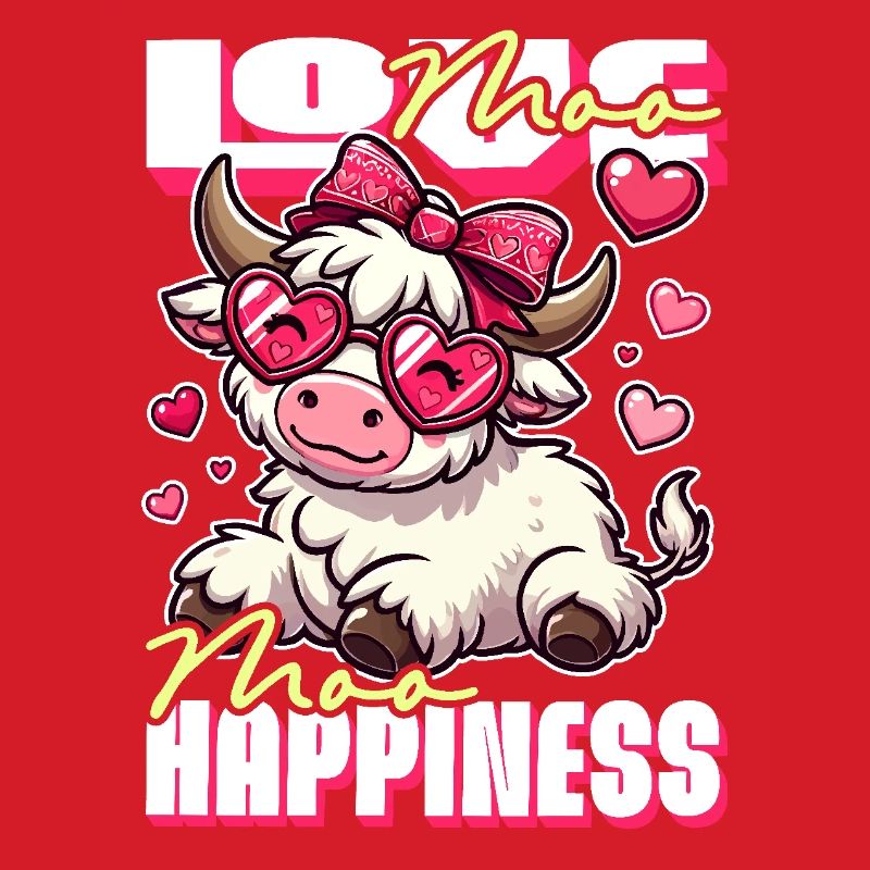 Moo Love, Moo Happiness - Conception de vache mignonne