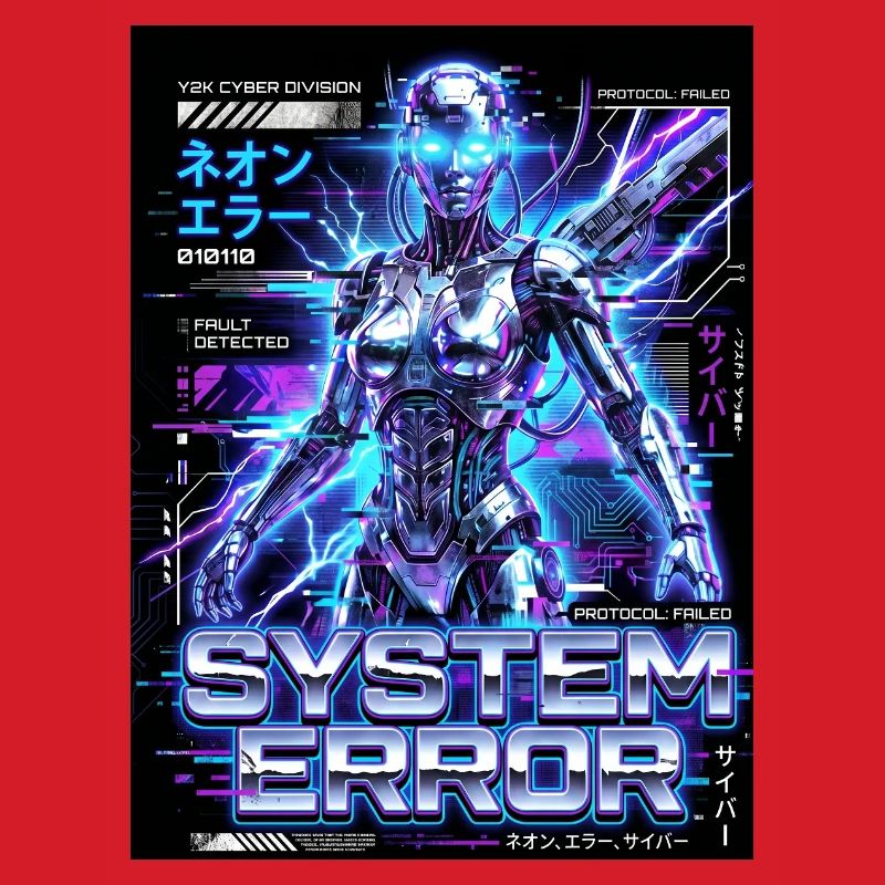 System Error Neon Cyborg