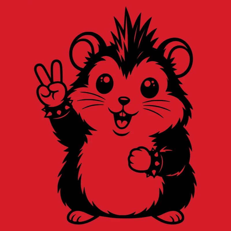 Punker Hamster mit Peace Zeichen