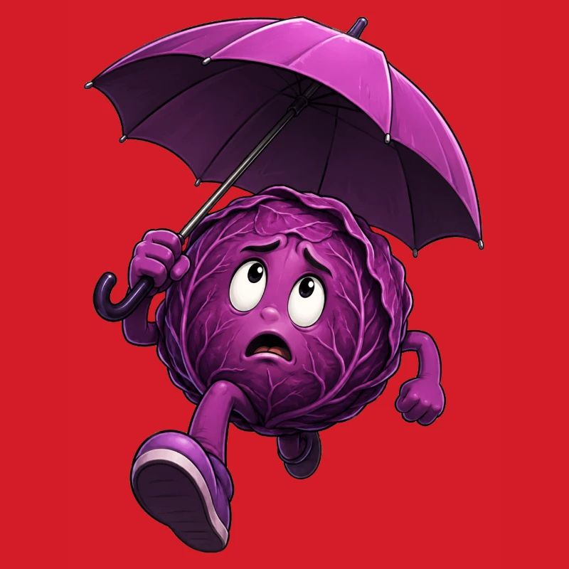 Red cabbage with umbrella