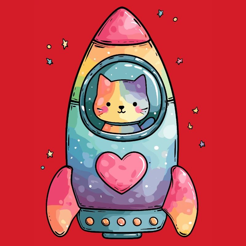 Rainbow Rocket Katze Herz