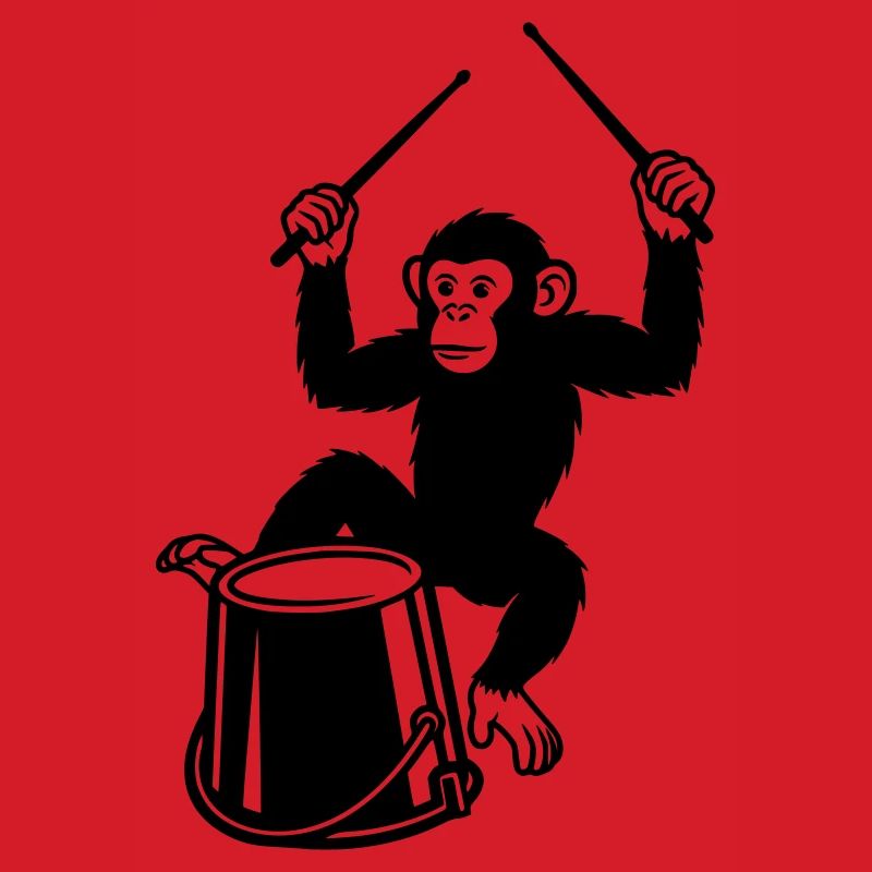 Drum Playing Monkey Cartoon Illustration