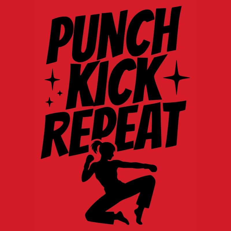 Kickboxer Silhouette - Punch, Kick, Repeat