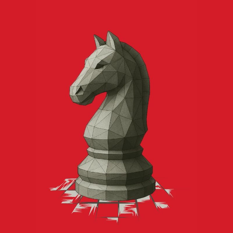 Low Poly Schach Springer Design