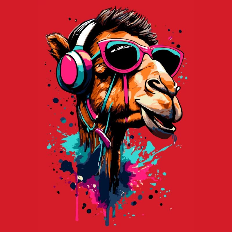 Kamel Dromedar Farbenfroh mit Kopfhörer - DJ Kamel