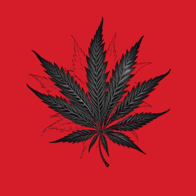 Monochrome Hemp Leaf Silhouette
