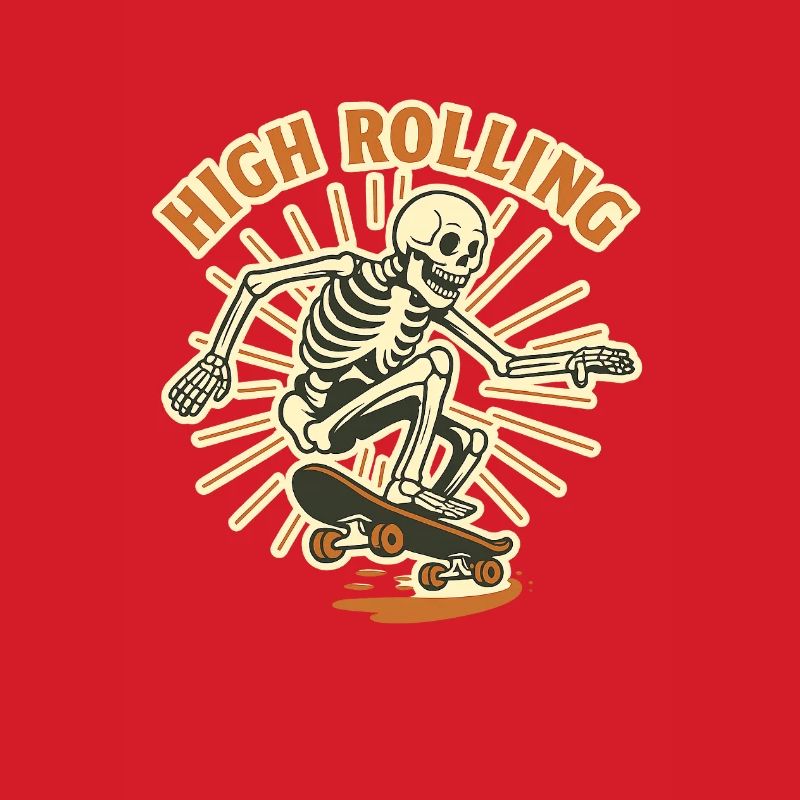 High Rolling Skelett Skateboard