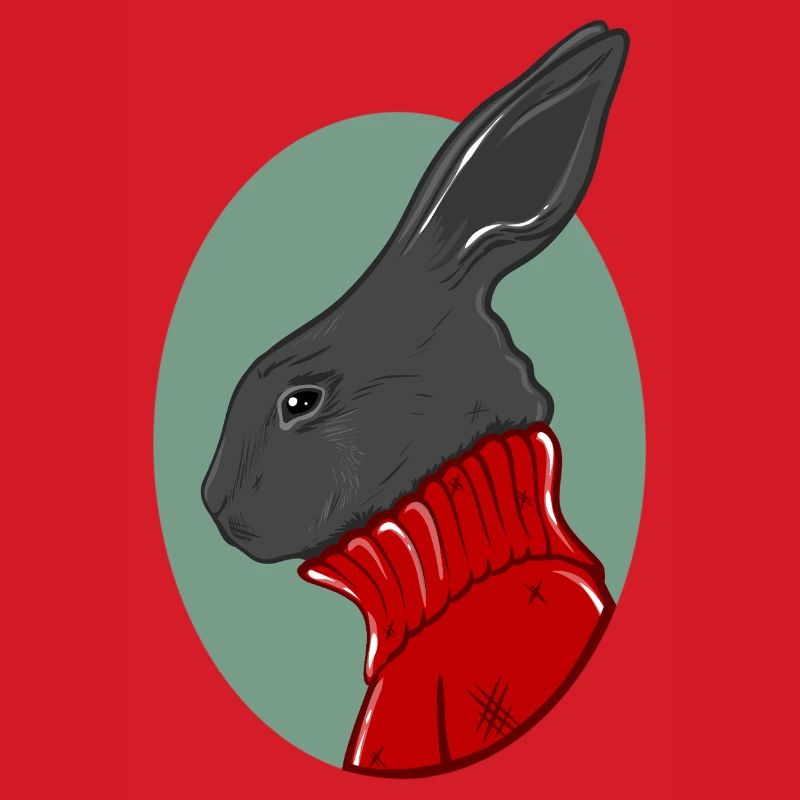 Hase mit rotem Pullover