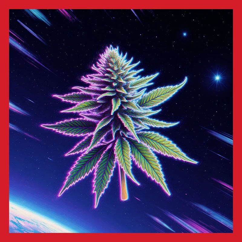 Neon Space Cannabis Leaf