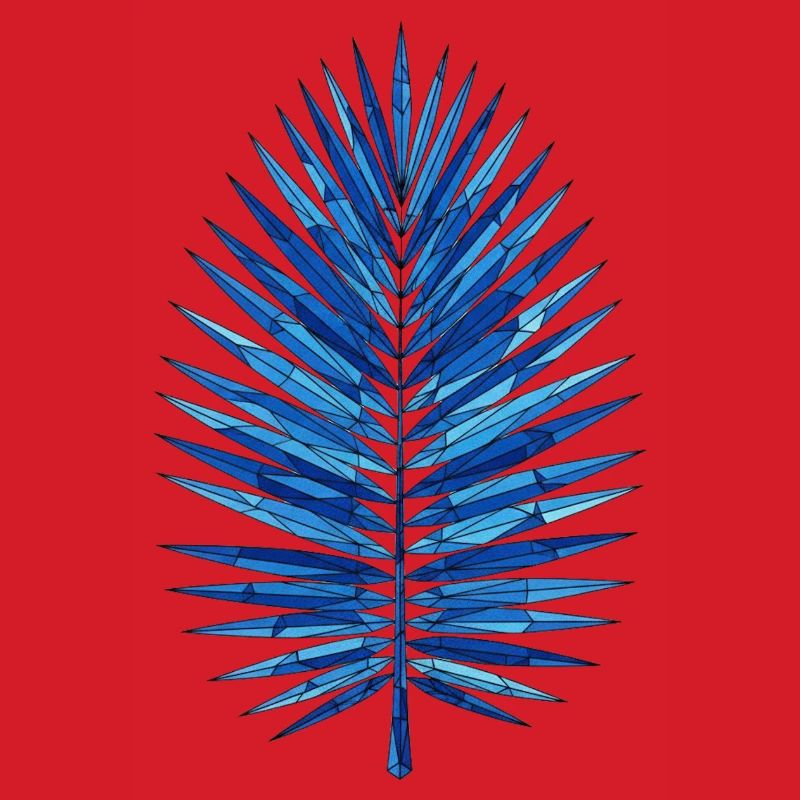 Blue Geometry Palm Leaf