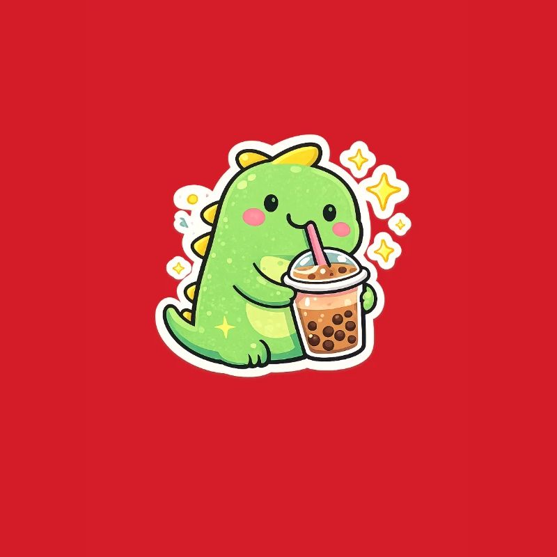 Sweet dinosaur with bubble tea