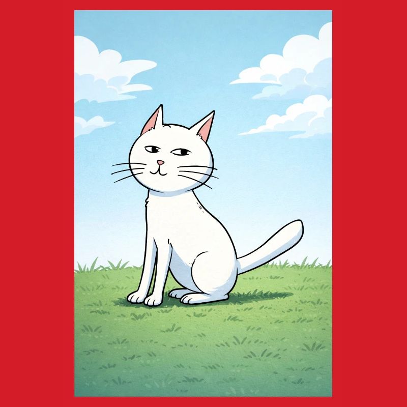 Weiße Katze mit frechen Blick