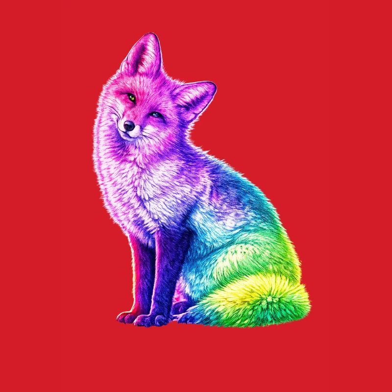 Rainbow Fox Color Art