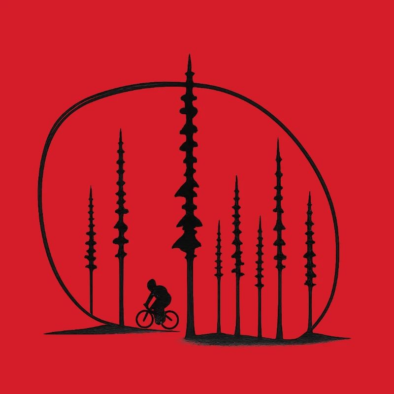 Silhouette de cycliste Forest Path Idée d’idée cadeau Amis