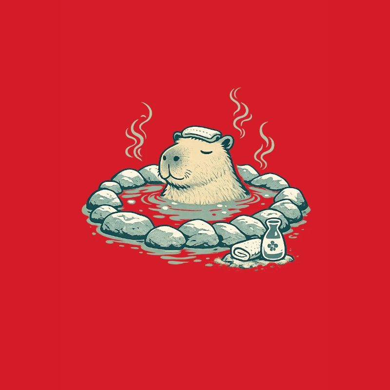 Capybara dans le bain de source