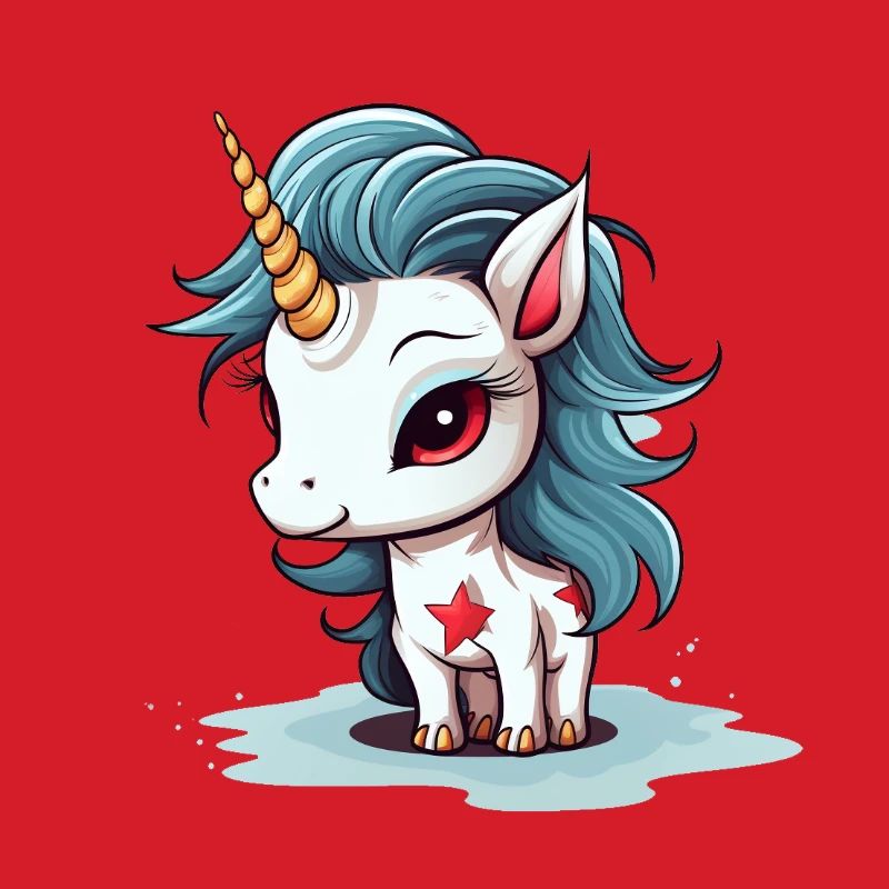 Blauhaariges Einhorn mit Sternen