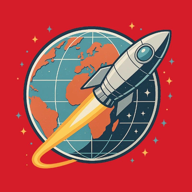 Rocket launch over globe