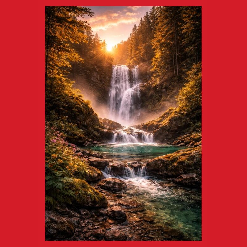 Wasserfall in der Abendsonne