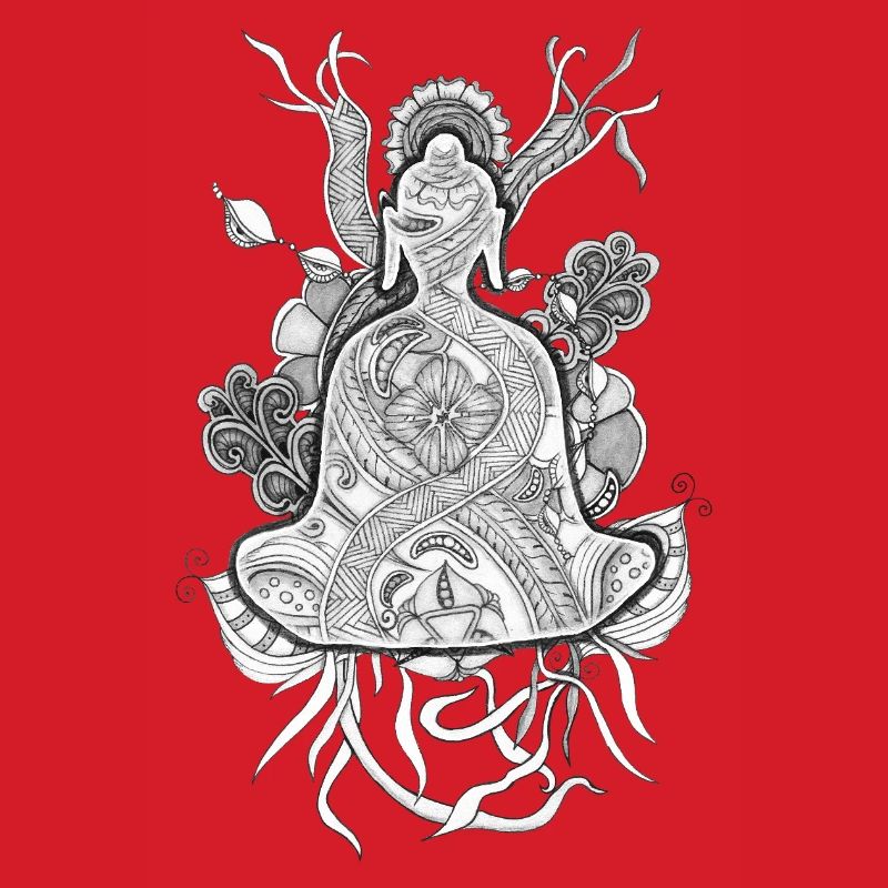 Tranzending Buddha meditating hand-drawn