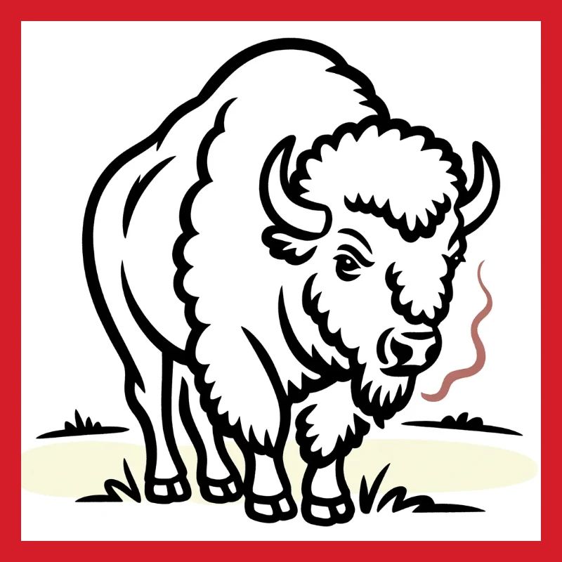 Bison mit Rauch auf dem Feld