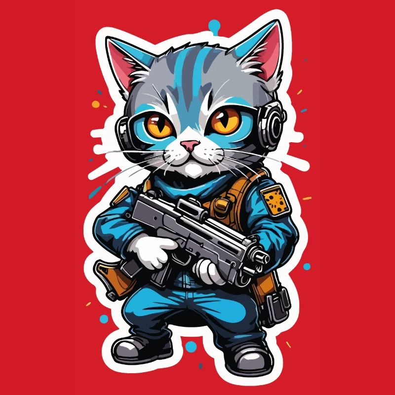 Katzenkrieger mit Hightech-Waffen