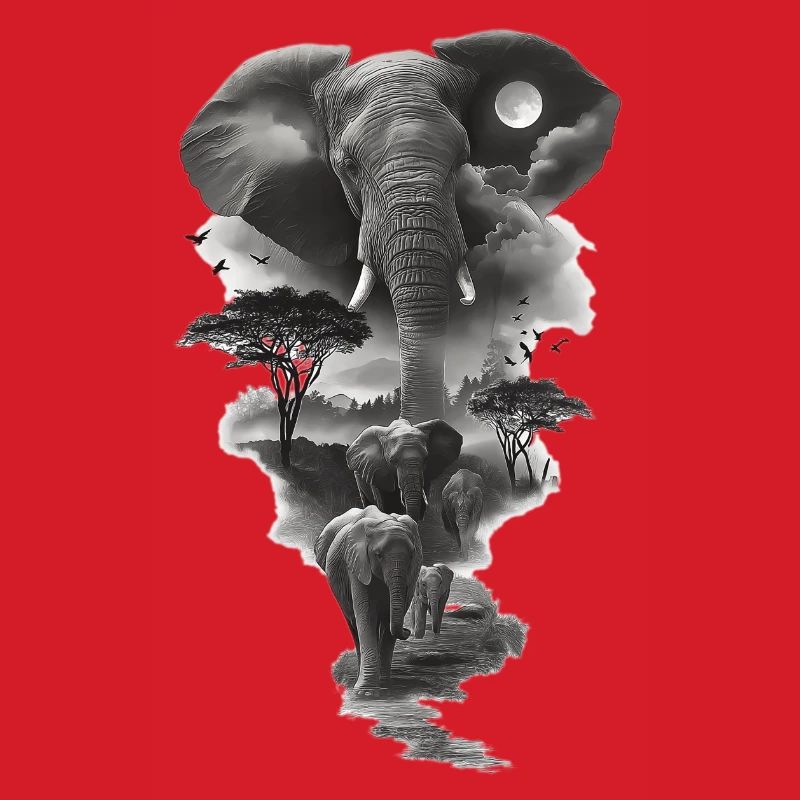 Lunar Elephants Silhouette