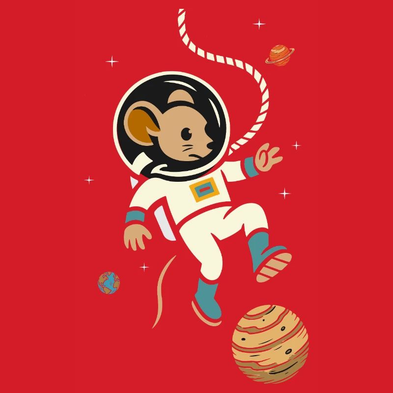 Souris astronaute dans l’espace – Motif mignon de l’espace
