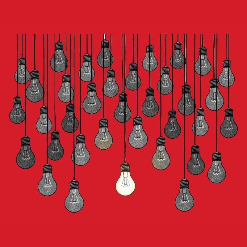 Graues Glühbirnen-Array mit einzigartiger Helligkeit