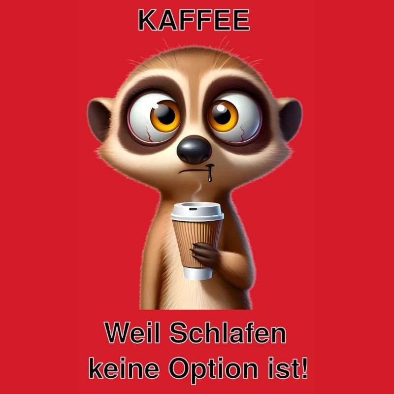 Müdes Erdmännchen mit Kaffee